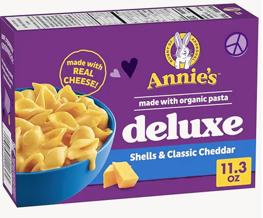 Annie's Deluxe Macaroni and Cheese with Organic Pasta, Classic Real Cheddar Cheese and Shells, 11.3 oz