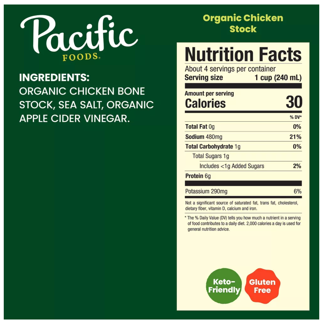 Pacific Foods Organic Gluten Free Chicken Stock - 32oz