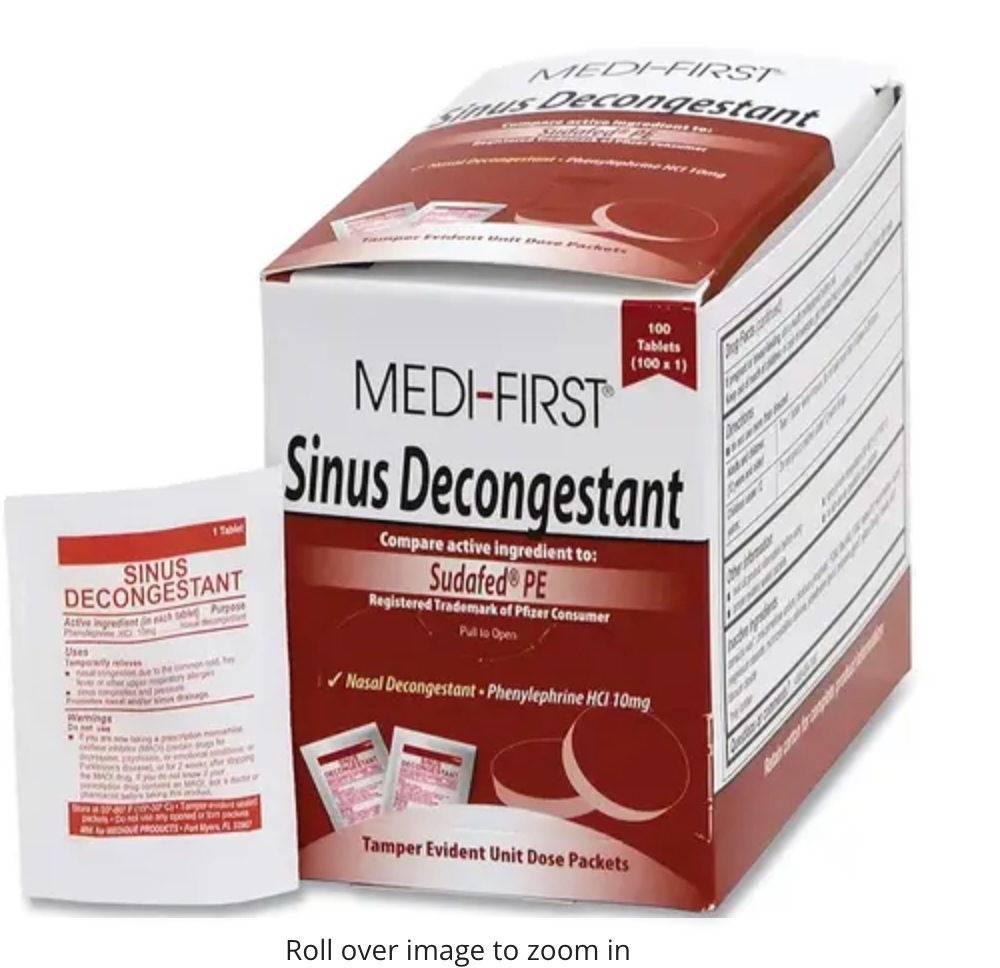 MEDI-FIRST 80933 Sinus Decongestant, Unflavored - expires in 3/2028