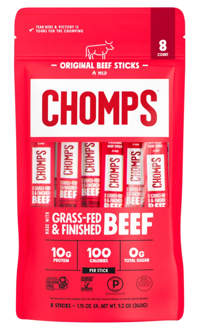 Chomps Snack Sticks Original Beef Meat Sticks - 9.2oz/8ct