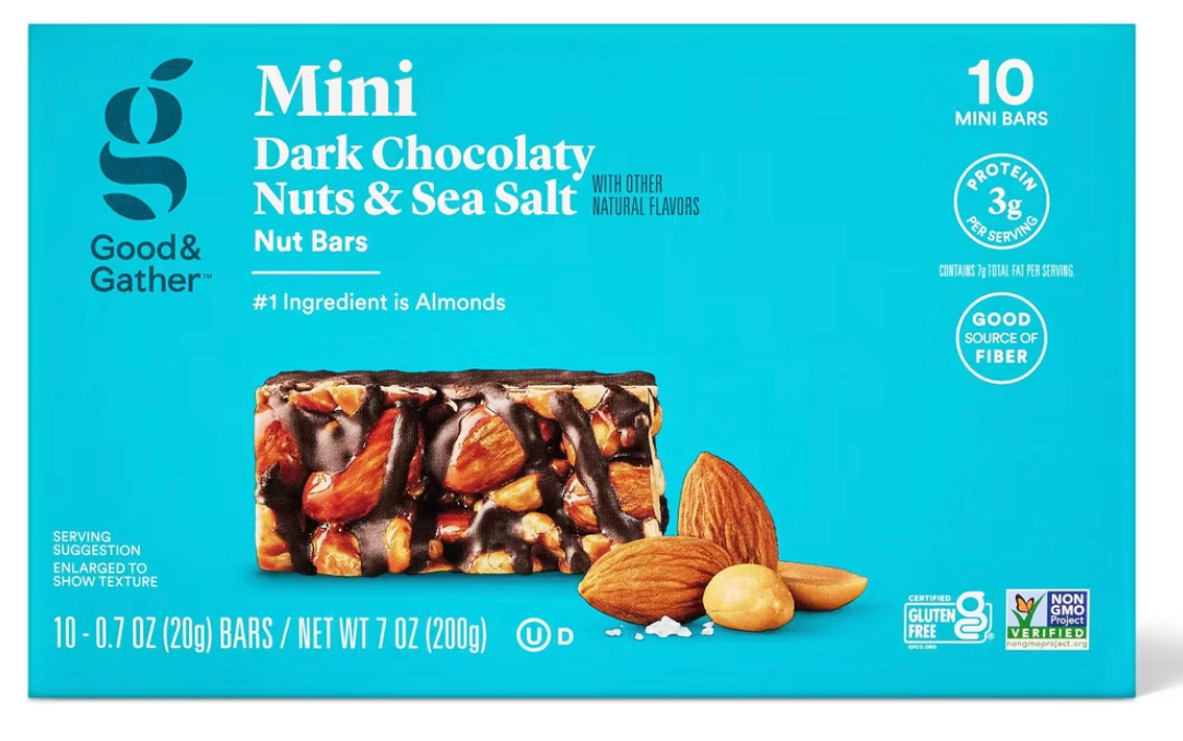 Mini Dark Chocolaty Nuts and Sea Salt with Other Natural Flavors Nut Bars - 7oz/10ct - Good & Gather™