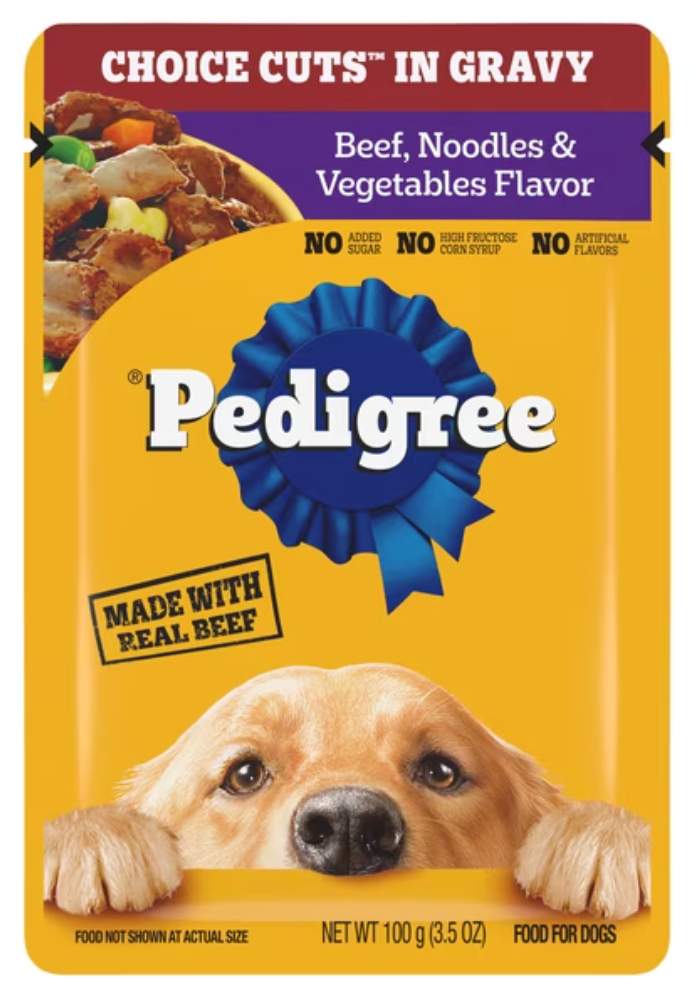 Pedigree Choice Cuts In Gravy Dog Food, Beef, Noodles & Vegetable Flavor, 3.5 Oz Pouch