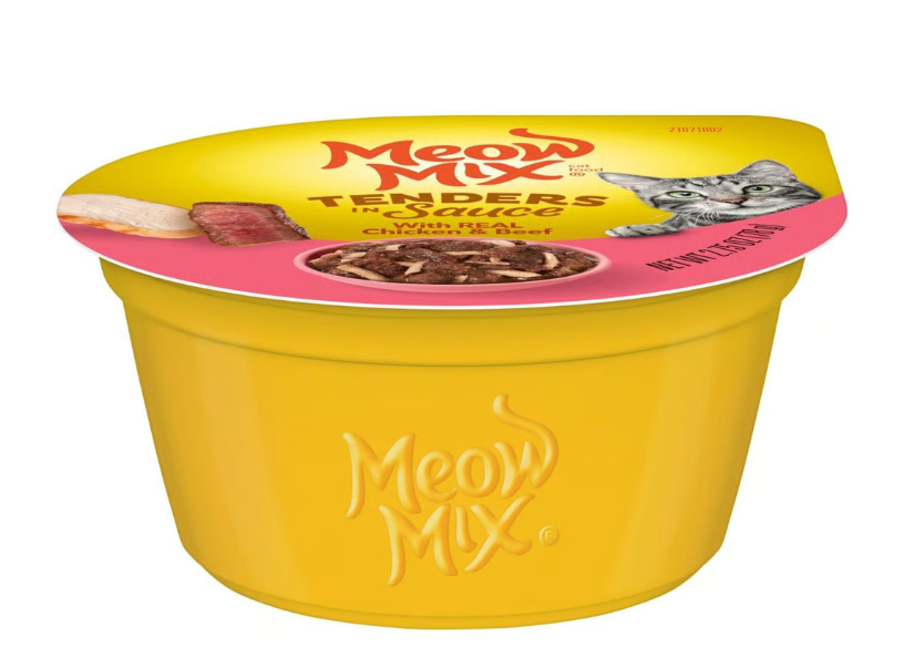 Meow Mix Real Chicken & Beef Tenders in Sauce Wet Cat Food Cup (2.75 oz)