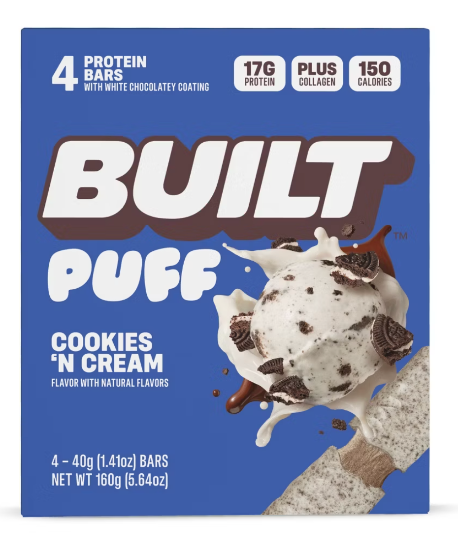 Built Bar Cookies 'N Cream Puff Protein Bars - 17g Protein - 4ct