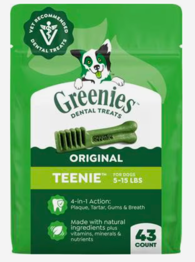 Greenies Teenie Natural Original Chicken Flavor Dental Dog Treats, 43 count