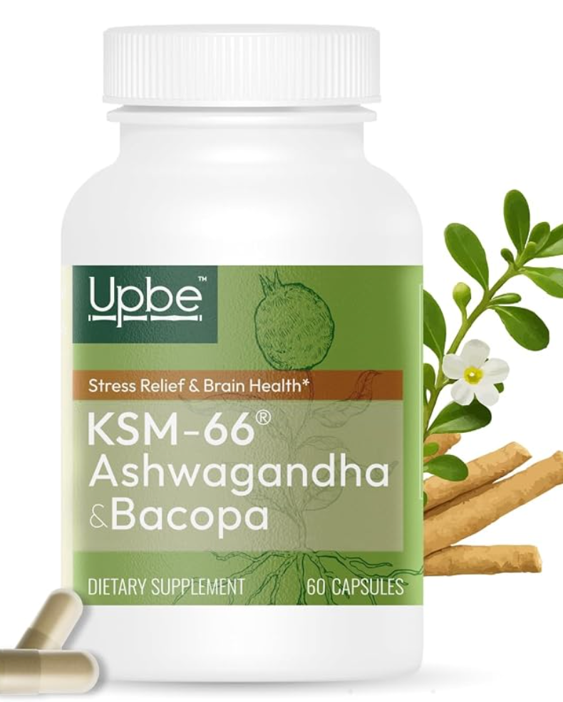 Ashwagandha Supplements for Women & Men - KSM-66® with Bacopa & Milk Thistle, 60 Vegan Capsules - Stress Relief, Mood, Cortisol Support, Extra Strength Ashwagandha Capsules