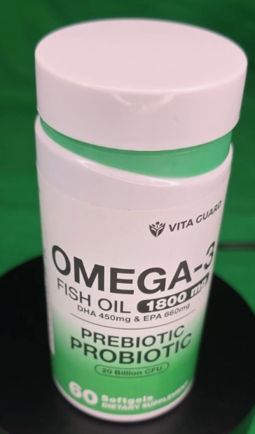 Vita Quantum Omega-3 Fish Oil 1800mg Prebiotic Probiotic Gut Health 60ct expires March 30 2027