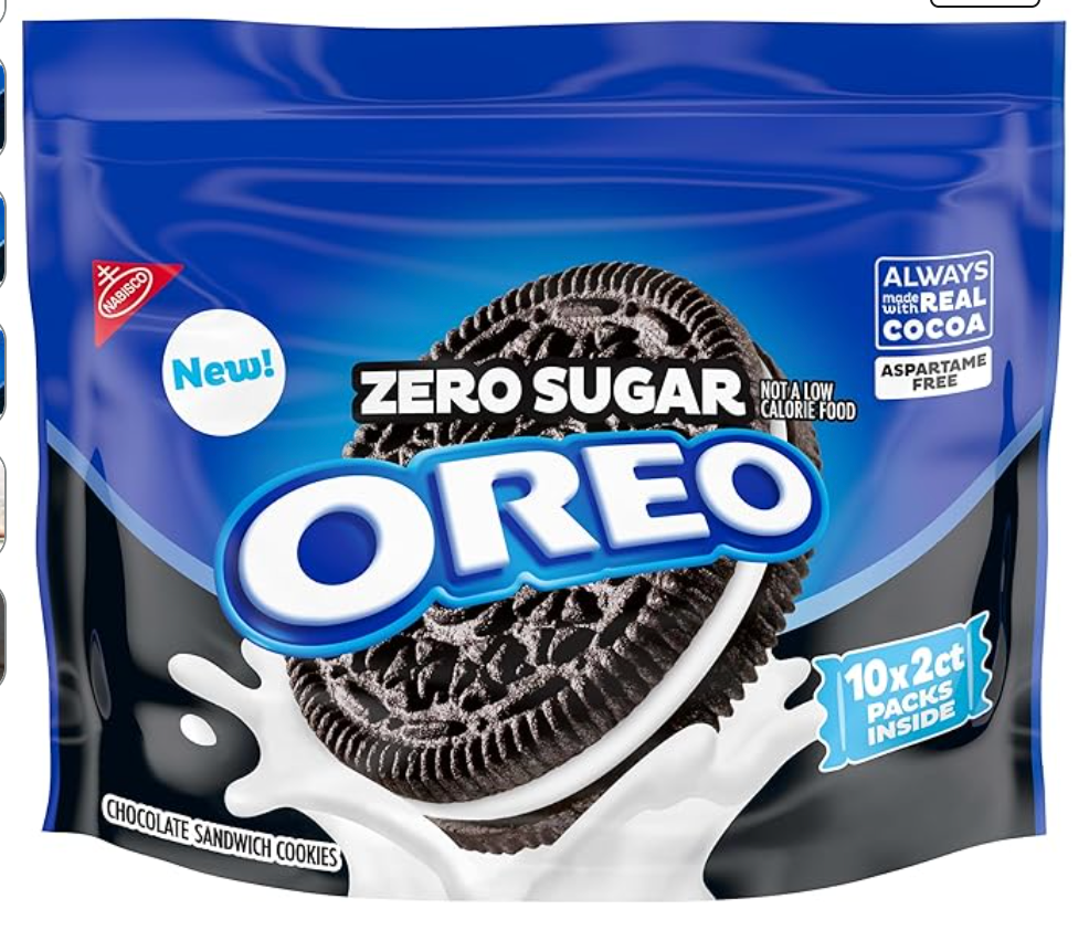 OREO Zero Sugar Chocolate Sandwich Cookies, 10 Snack Packs (2 Cookies Per Pack)