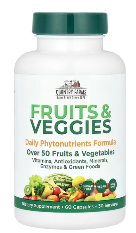 Country Farms, Fruits & Veggies, 60 Capsules expires 3/2028