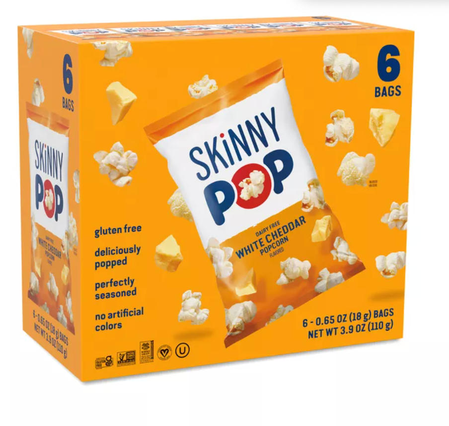 SkinnyPop, Skinny Pack Popcorn, White Cheddar - expires July 18 2026