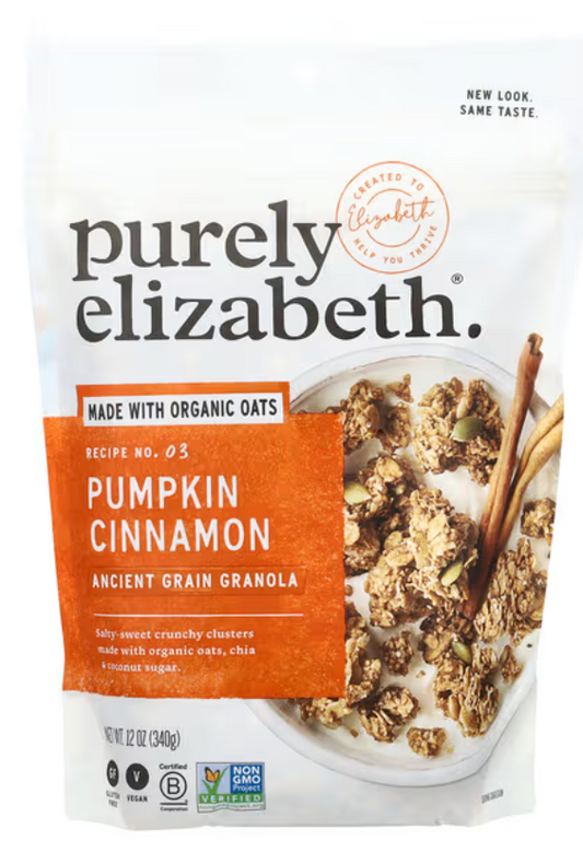 Purely Elizabeth, Ancient Grain Granola, Salty-Sweet Crunchy Clusters, Pumpkin Cinnamon, 12 oz (340 g) - expired Apr 07 2026