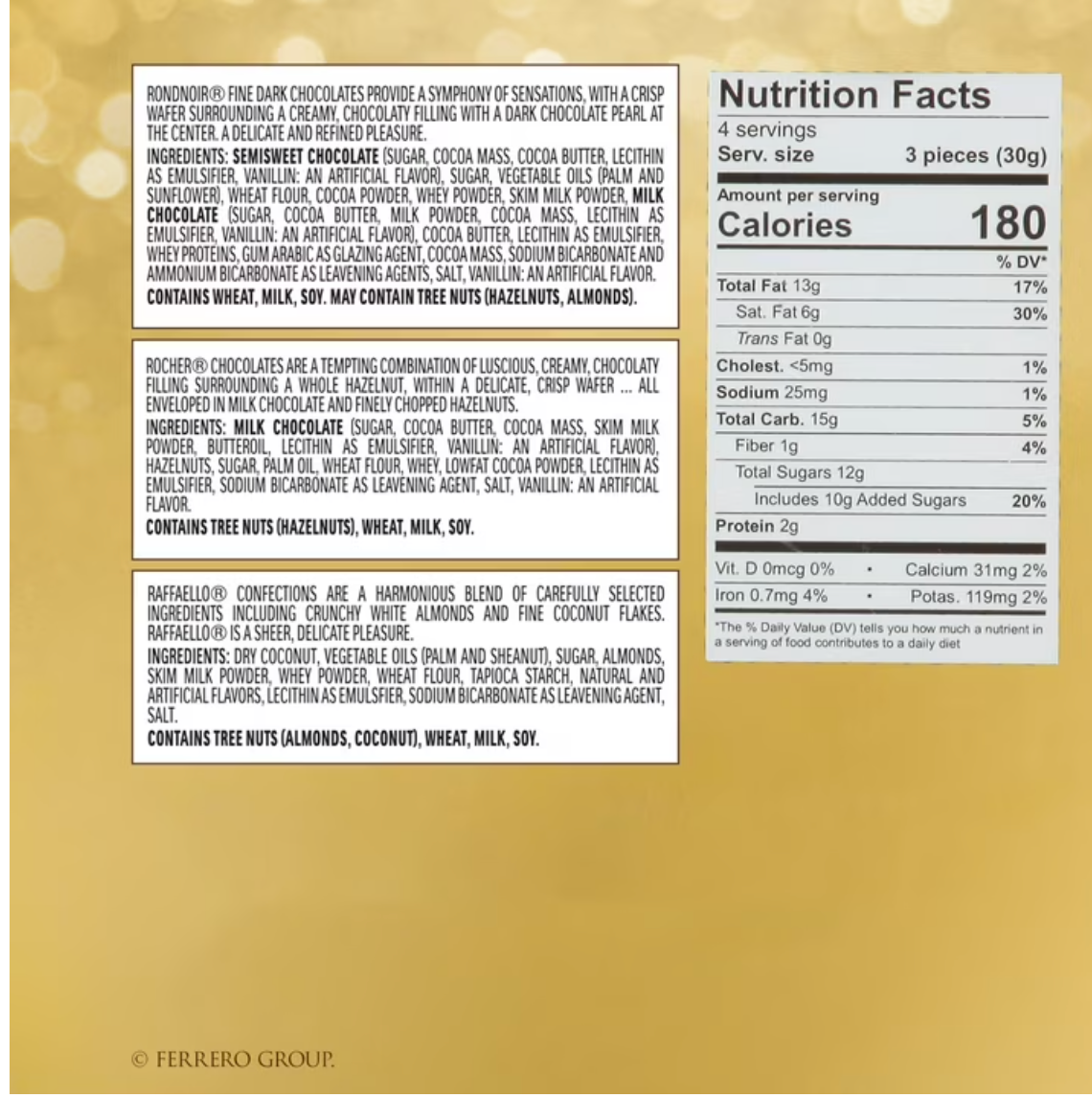 Ferrero Collection Valentine's Day Heart Gift Box, 8 Assorted Hazelnut, Dark Chocolate and Coconut Treats, 3.1 oz - expired June 20 2026