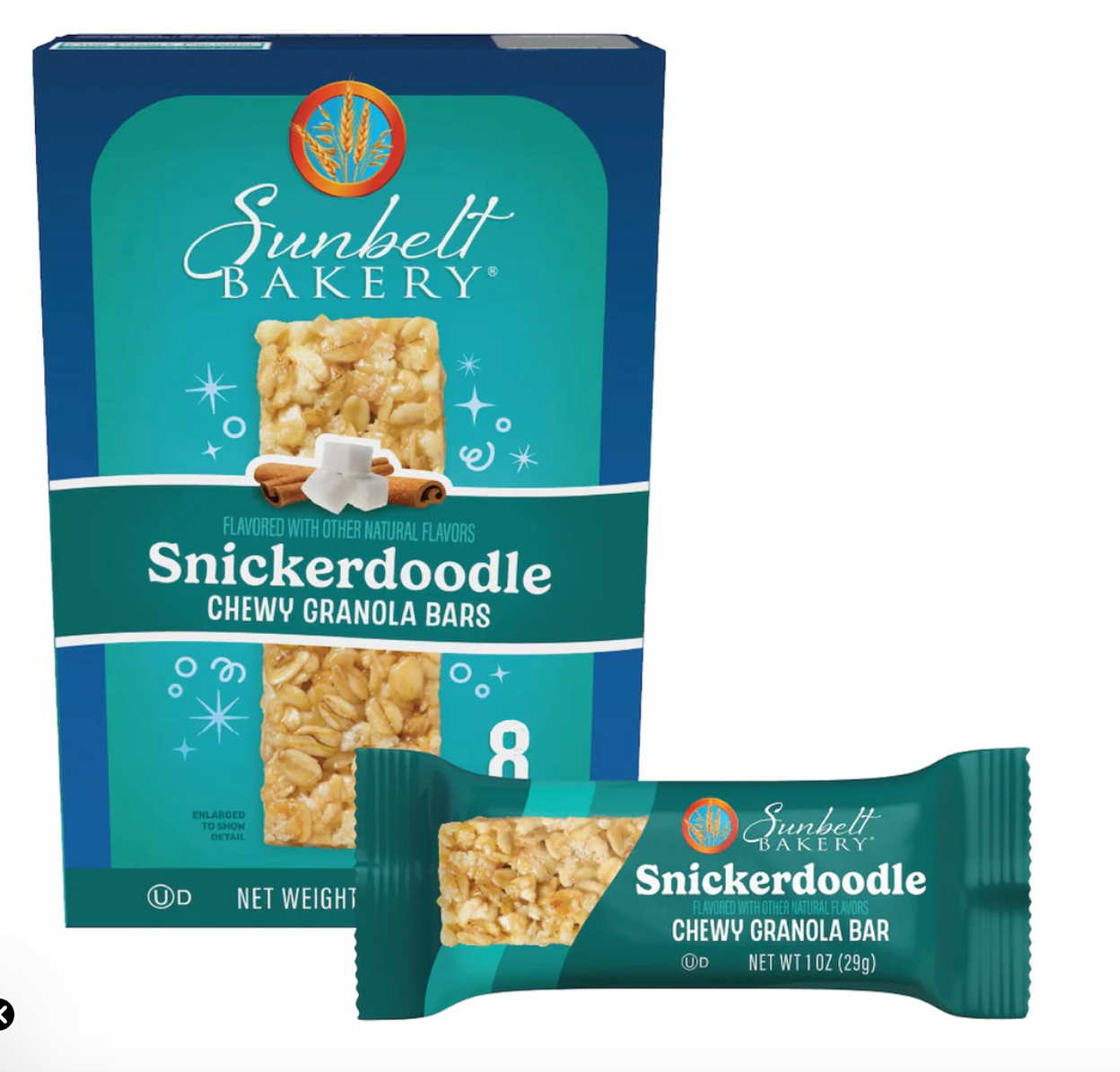 Snickerdoodle Chewy Granola Bars (1 carton, 8 bars) - expired June 26 2026