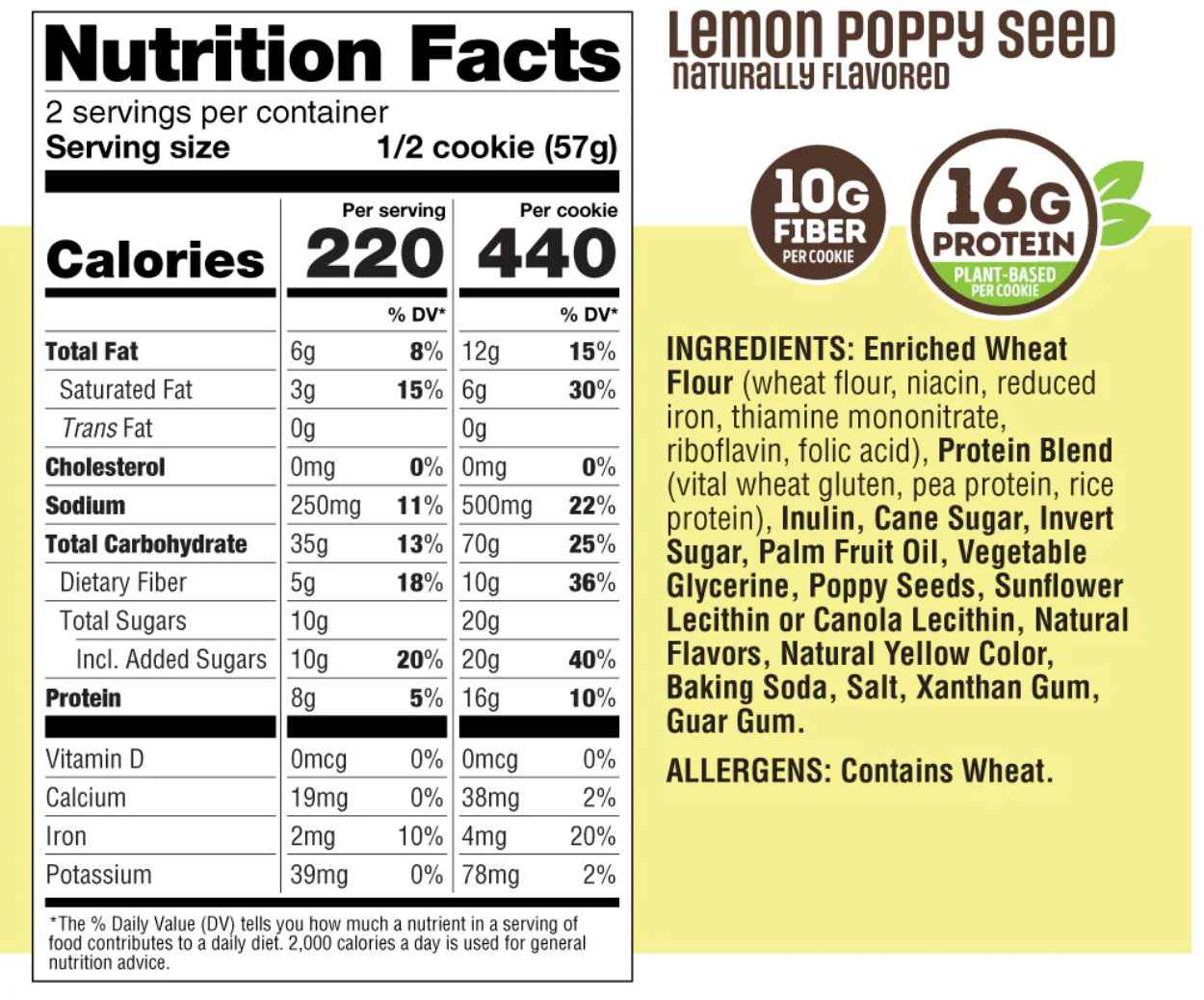 Protein Cookie Lemon Poppy Seed - expires Oct 13 2026