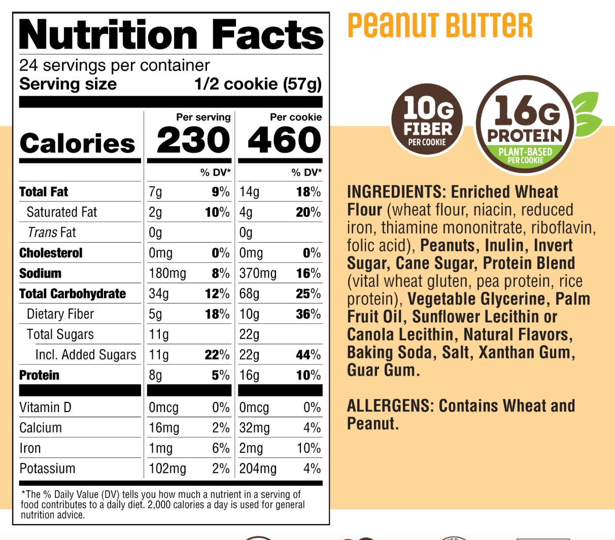 Protein Cookie Peanut Butter - expires Nov 26 2026