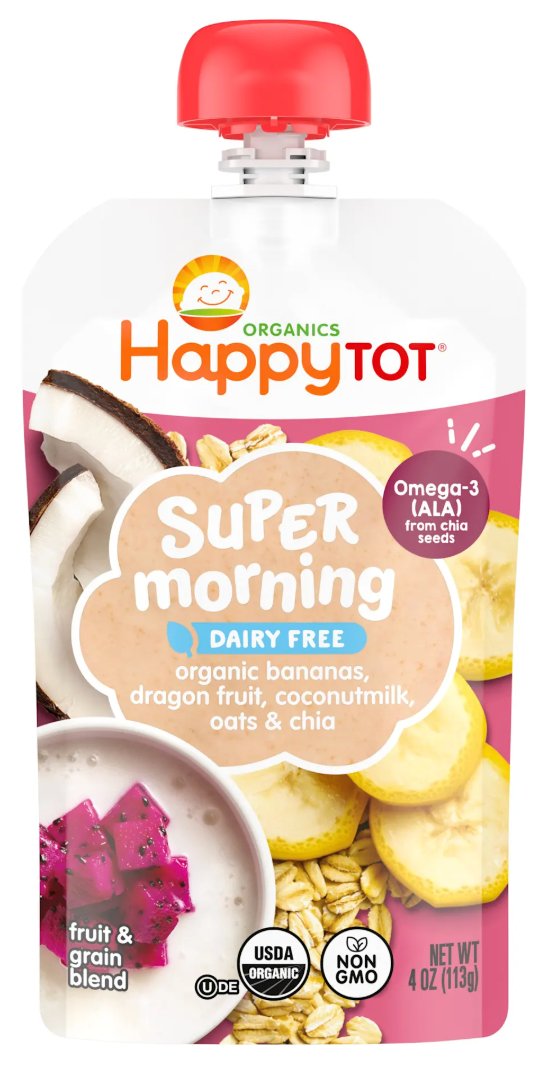 Happy Tot️® Super Morning Organic Bananas, Dragonfruit & Coconutmilk Pouches for Toddlers expires March 11 27