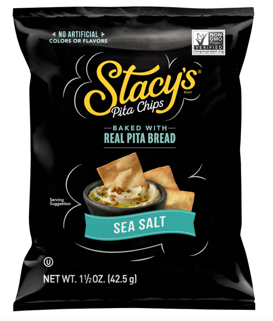 Stacy's No Artificial Colors or Flavors Sea Salt Pita Chips Bag, 1.5 oz - expired May 19 2026