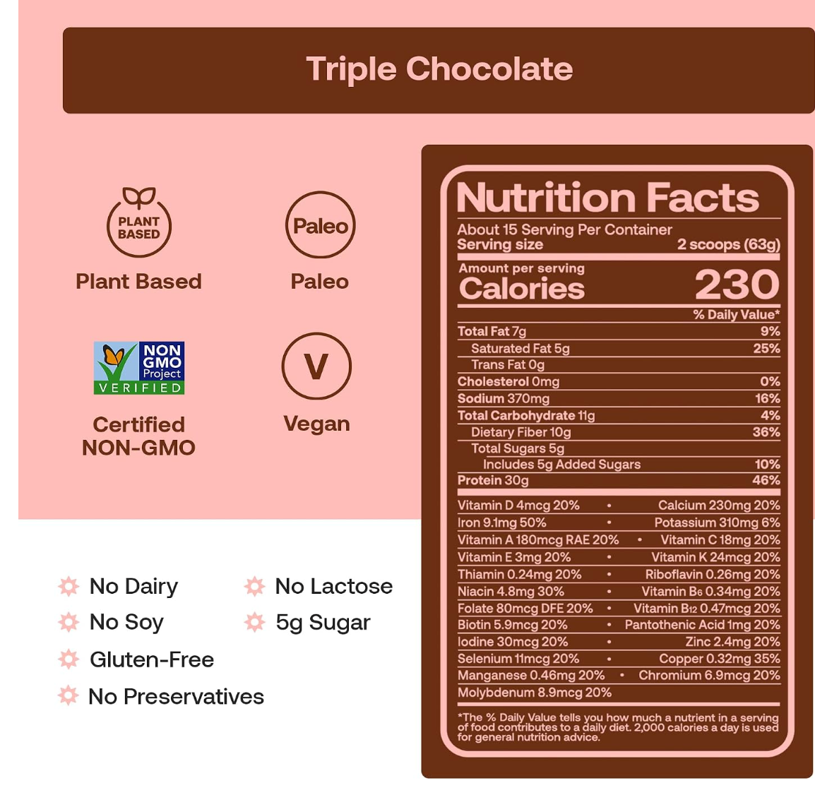 Happy Viking Whole Body Vegan Protein Powder | 30g Plant Protein + 10g Fiber | 100 Superfoods Chocolate Meal Replacement Shake expires 05/2027