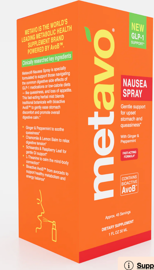 Metavo Nausea Spray with Ginger & Peppermint - Fast-Acting Natural Relief for Upset Stomach & Queasiness - expires September 2027