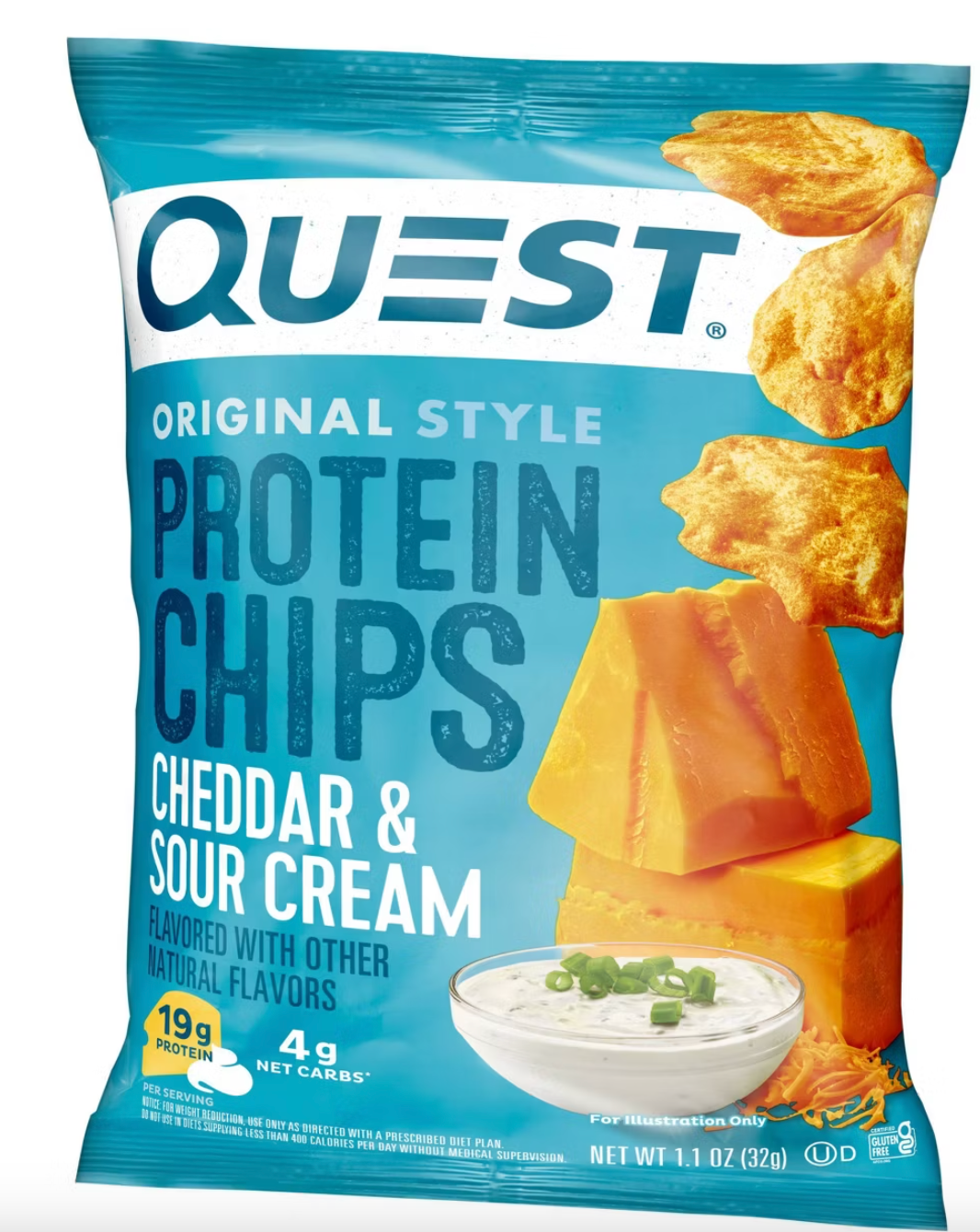 Quest Nutrition Protein Chips - Cheddar & Sour Cream - 1.1oz: 19g Protein, 1-Pack - expires 3/24/2027