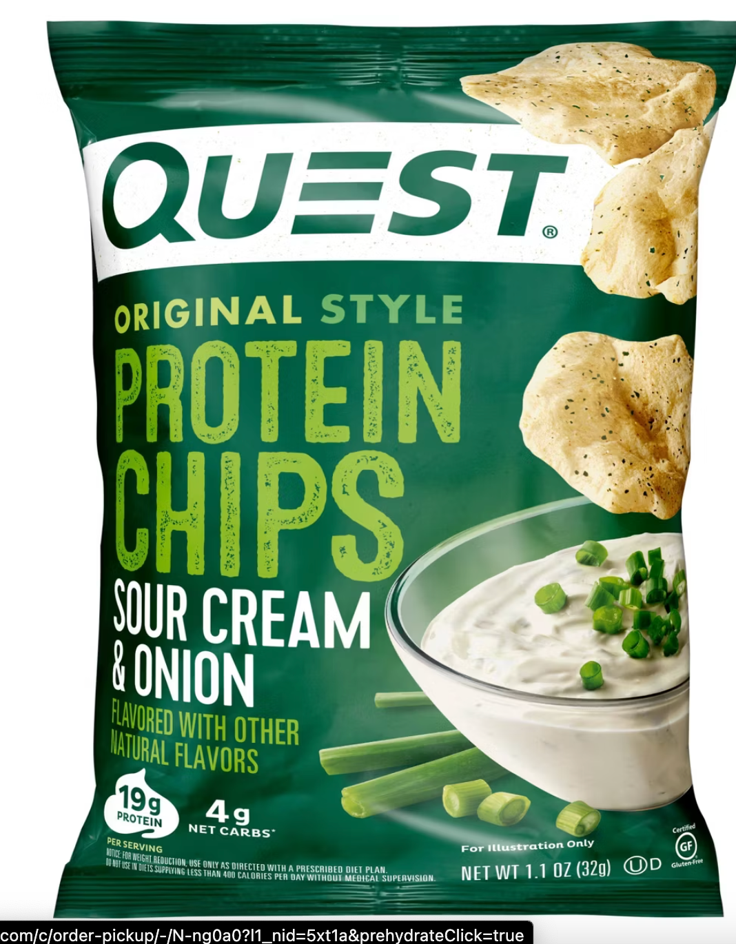 Quest Nutrition Protein Chips - Sour Cream & Onion - 1.1oz: 1 Pack, 19g Protein, Ready to Eat - expires 3.23.2027
