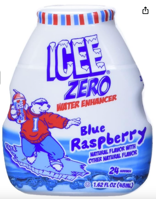 ICEE Zero Calorie Blue Raspberry Liquid Water Enhancer Drink Mix, Natural Flavor Drops, Sugar Free, 1.62 Fl Oz Concentrate (48 Ml)