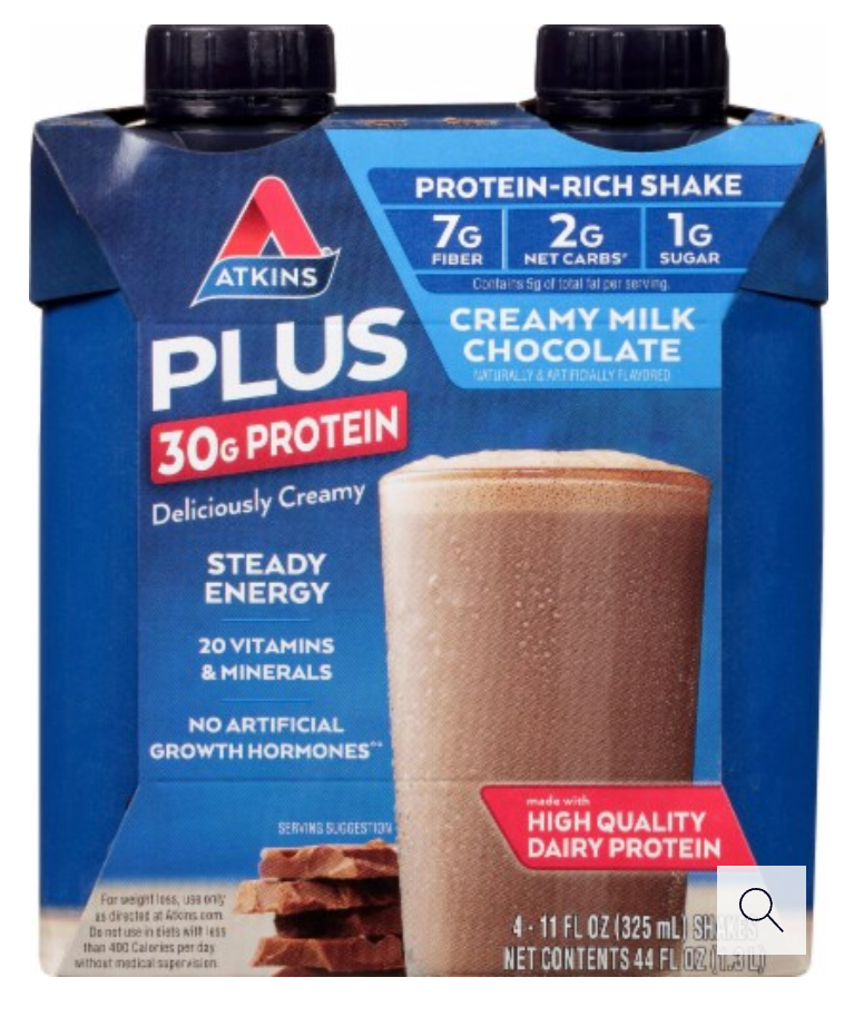 Atkins Plus Protein & Fiber Creamy Milk Chocolate Shake - expired 04/03/2026