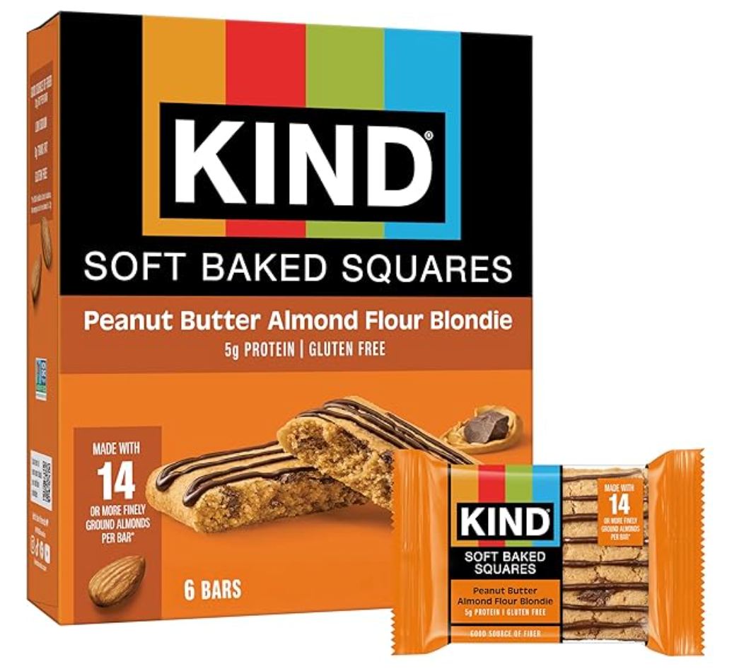 KIND Soft Baked Squares, Peanut Butter Almond Flour Blondie, Gluten Free, Healthy Snack Bars, 5g Protein, 6 Count - expired Jan 01 2026