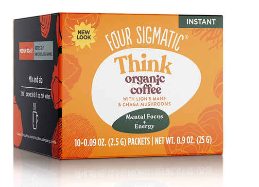 Organic Instant Coffee Powder by Four Sigmatic | Arabica Instant Coffee Singles with Lion's Mane, Chaga and Rhodiola | Mushroom Coffee Instant Mix for Better Focus and Immune Support | 10 Packets - expired 04/2026