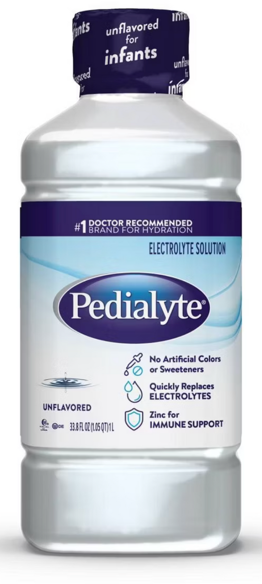 Pedialyte Electrolyte Solution Hydration Drink - Unflavored - 33.8 fl oz: Kosher, Halal, Gluten-Free, Ready to Drink