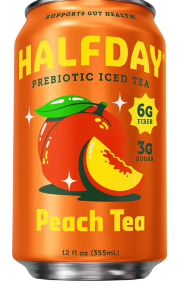Halfday Prebiotic Peach Iced Tea Drink, 6g Fiber, 12 fl oz Single Can