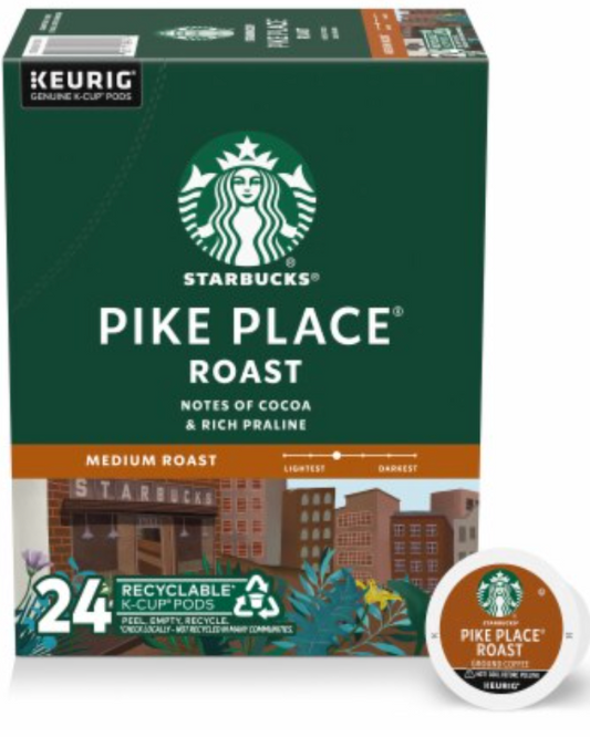 Starbucks Pike Place Roast Medium Roast Hot or Iced Coffee K-Cup Coffee Pods - expires Feb 11 2027