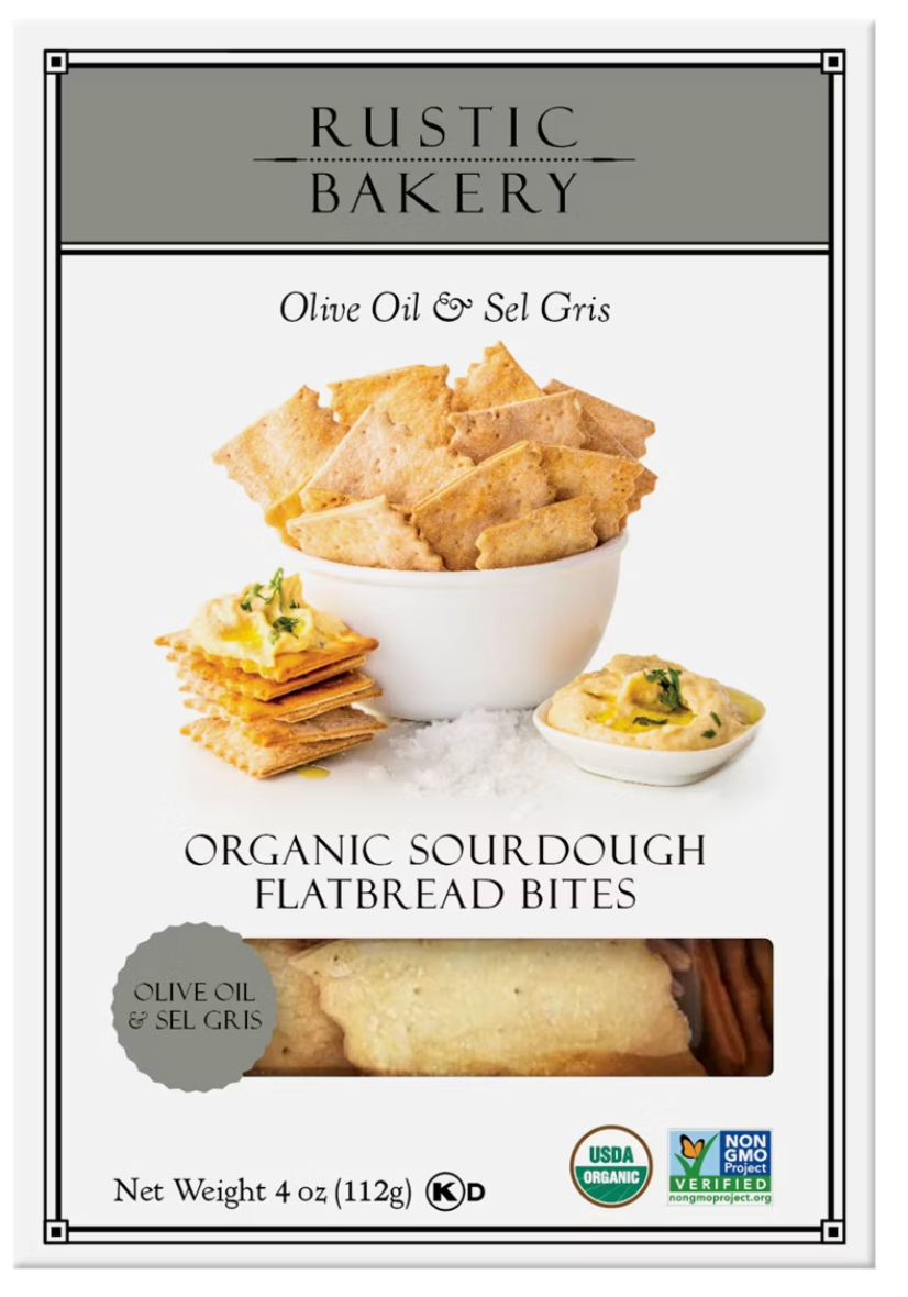 Rustic Bakery Organic Crackers Flatbread Bites Olive Oil & Sel Gris - 4oz - expires 06/08/2027