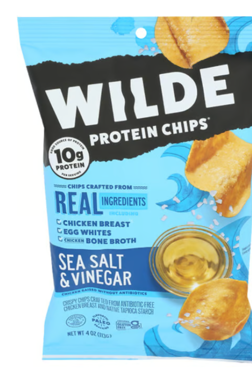 Wilde Sea Salt & Vinegar Chicken Protein Chips (4 oz) - expires March 08 2027