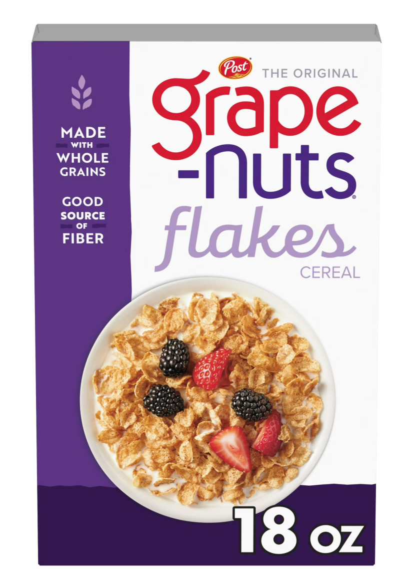 Post Grape Nuts Flakes Cereal, Low Fat, Whole Grain Wheat & Barley, Crispy, 18 Oz Box - expired May 04 2026
