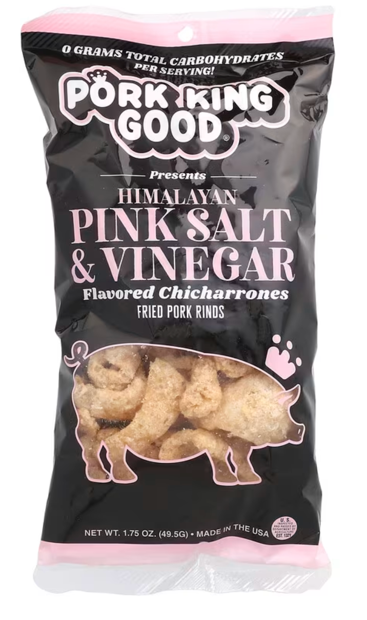 Pork King Good, Flavored Chicharrones, Himalayan Pink Salt & Vinegar, 1.75 oz (49.5 g) - expires Oct 14 2026