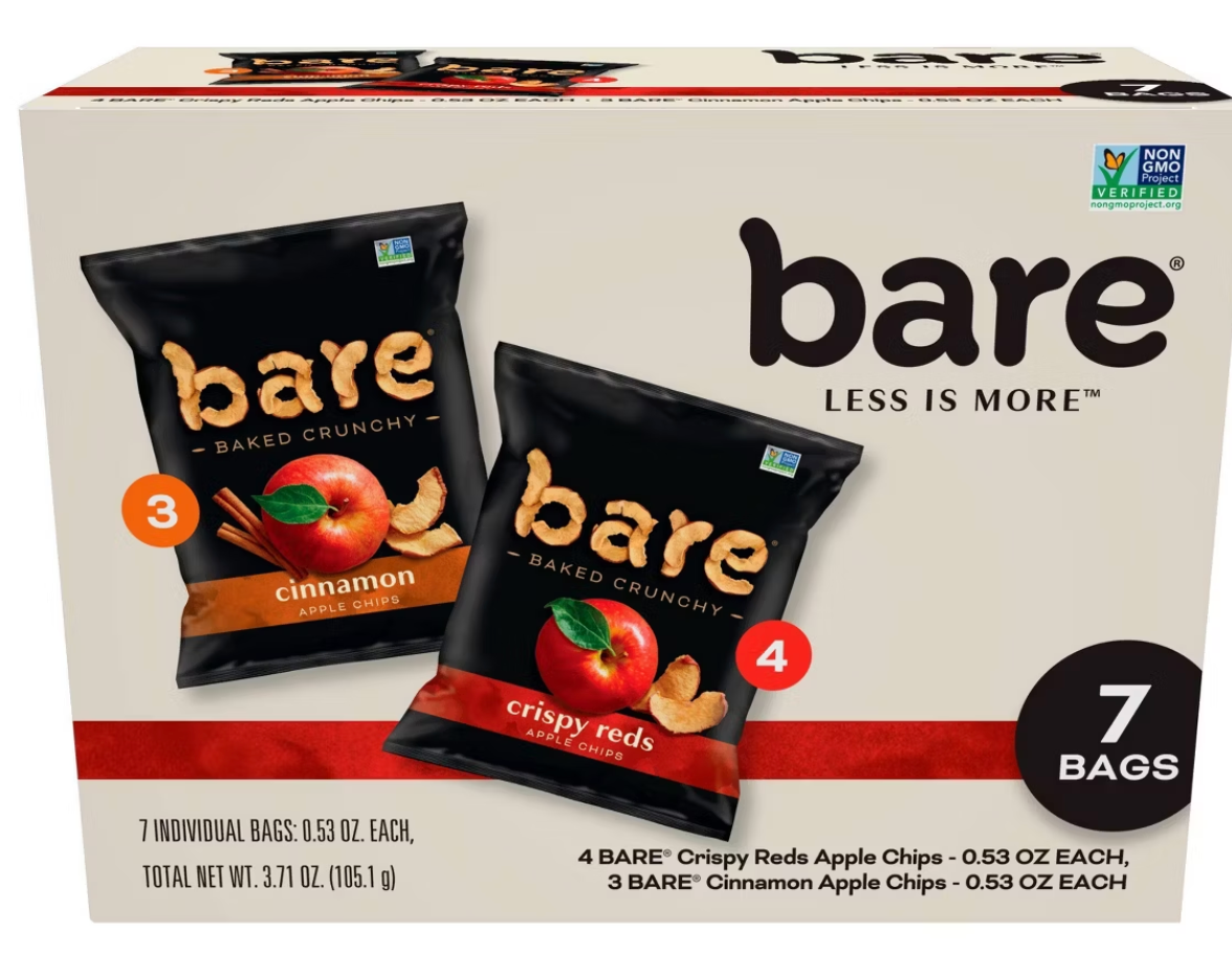 Bare Apple Dried Fuji Red and Cinnamon Chips Snack Pack - 3.7oz - expires Dec 28 2026