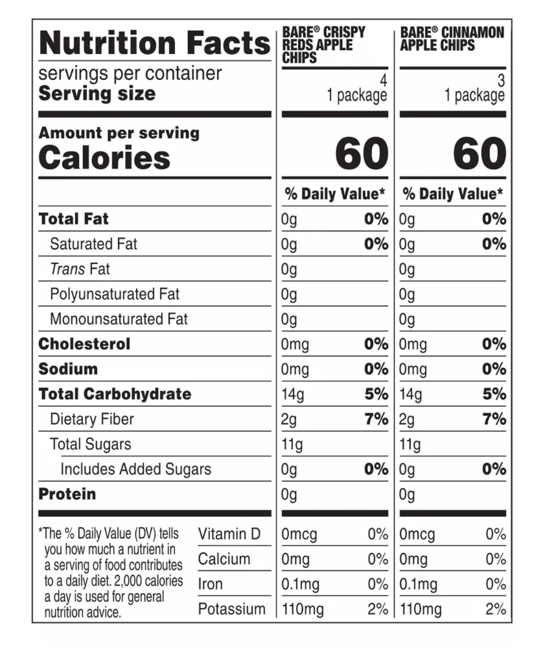 Bare Apple Dried Fuji Red and Cinnamon Chips Snack Pack - 3.7oz - expires Dec 28 2026