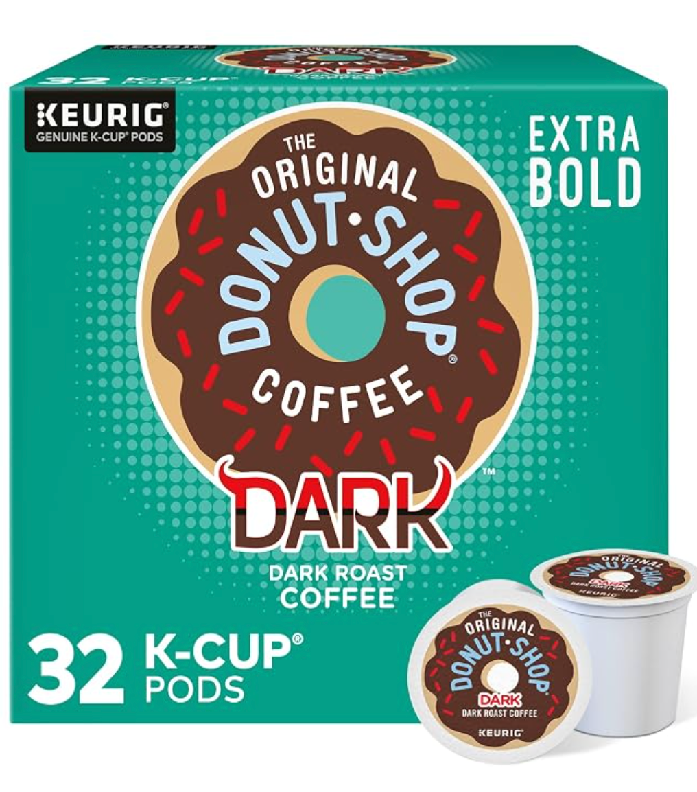 The Original Donut Shop Dark, Keurig Single Serve K-Cup Pods, Dark Roast Coffee Pods, 32 Count - expires Apr 12 2028