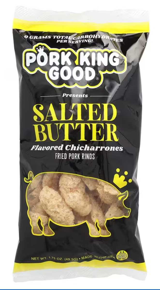 Pork King Good, Flavored Chicharrones, Salted Butter, 1.75 oz (49.5 g) - expires Oct 13 2026
