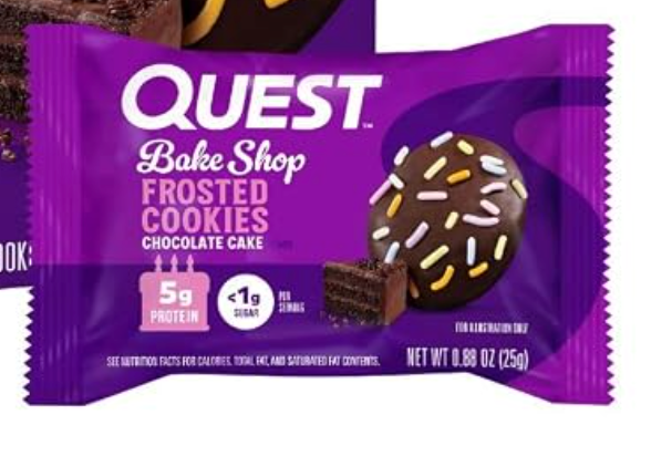 Quest Nutrition Frosted Protein Cookies, Chocolate Cake Flavored, 8 Count | Less Than 1g Sugar, 5g Protein, 1g Net Carbs, Gluten Free, Soft & Chewy, Individually Wrapped 0.88oz Cookies