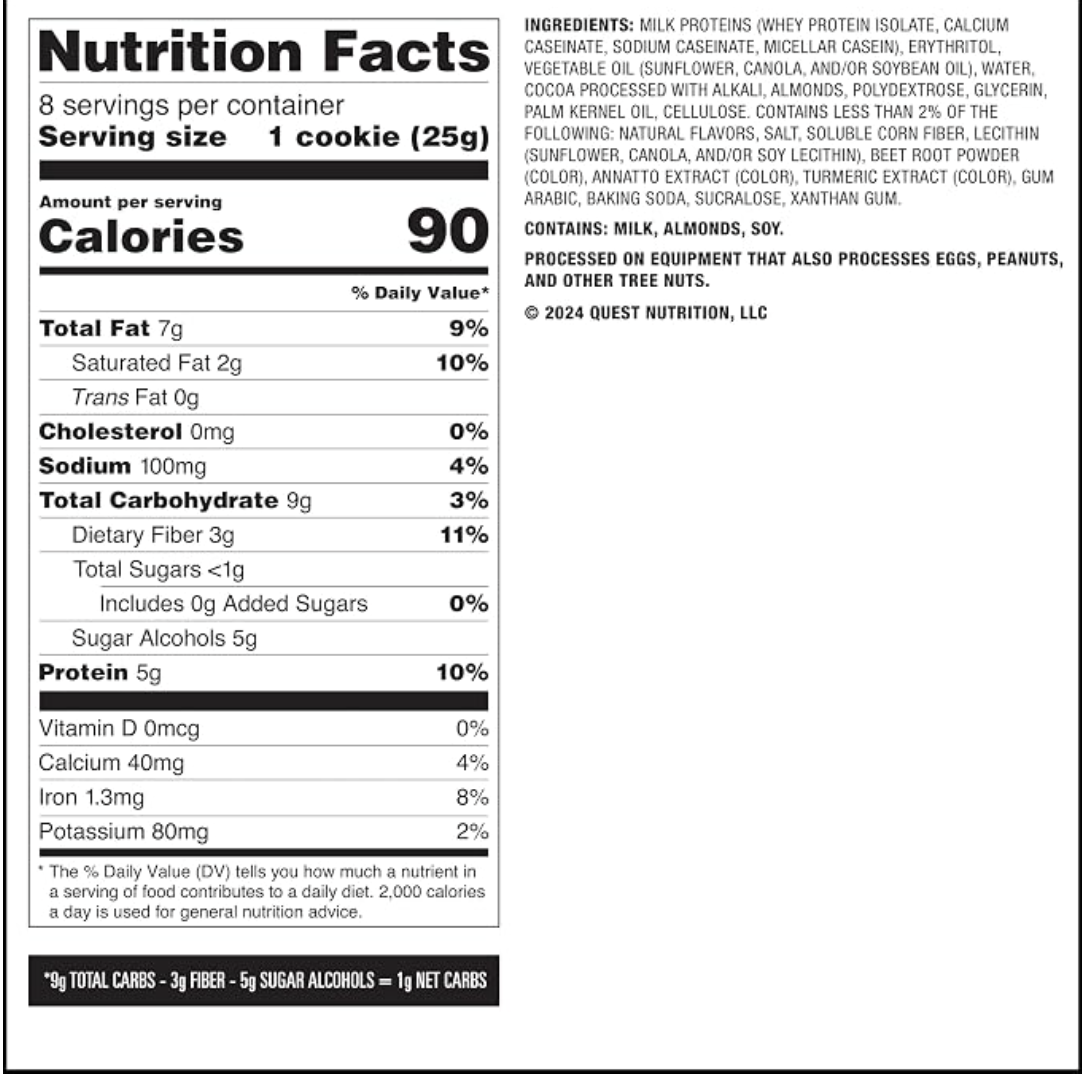 Quest Nutrition Frosted Protein Cookies, Chocolate Cake Flavored, 8 Count | Less Than 1g Sugar, 5g Protein, 1g Net Carbs, Gluten Free, Soft & Chewy, Individually Wrapped 0.88oz Cookies