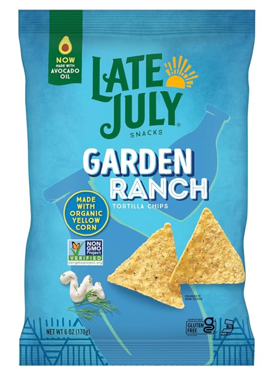 LATE JULY Snacks Garden Ranch Tortilla Chips, 6 Oz - expires October 17th 2026