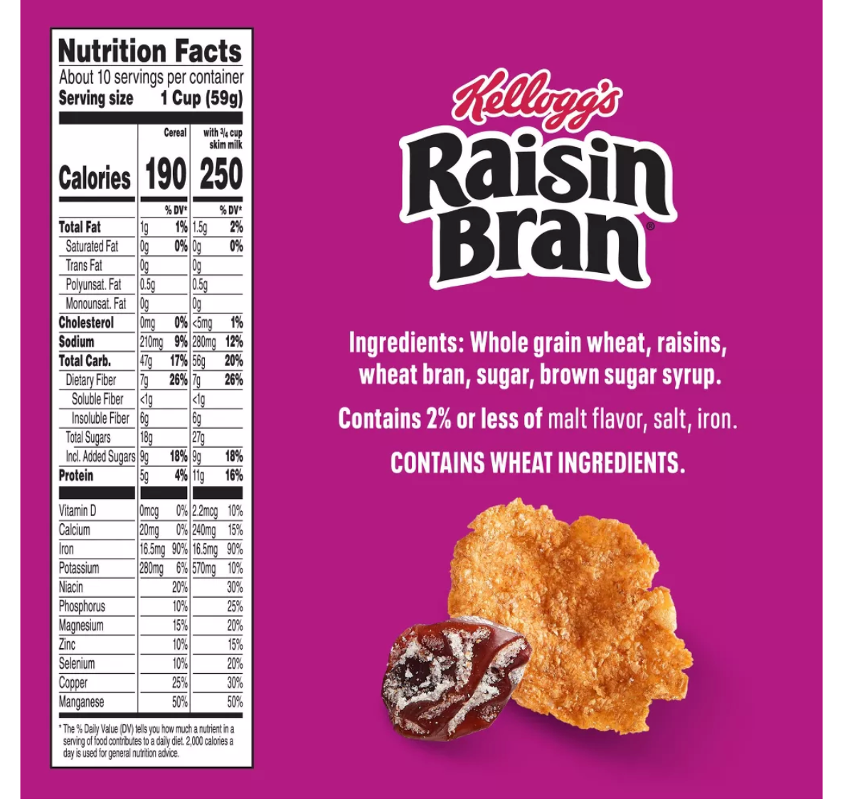 Kellogg's Raisin Bran Cereal - 22.1oz: Low Fat, No High Fructose Corn Syrup