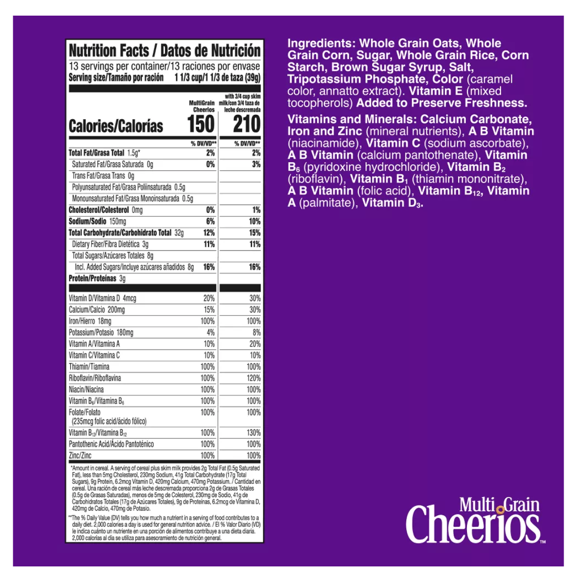 General Mills Multi Grain Cheerios Cereal - 18oz: Gluten-Free, No Artificial Flavors