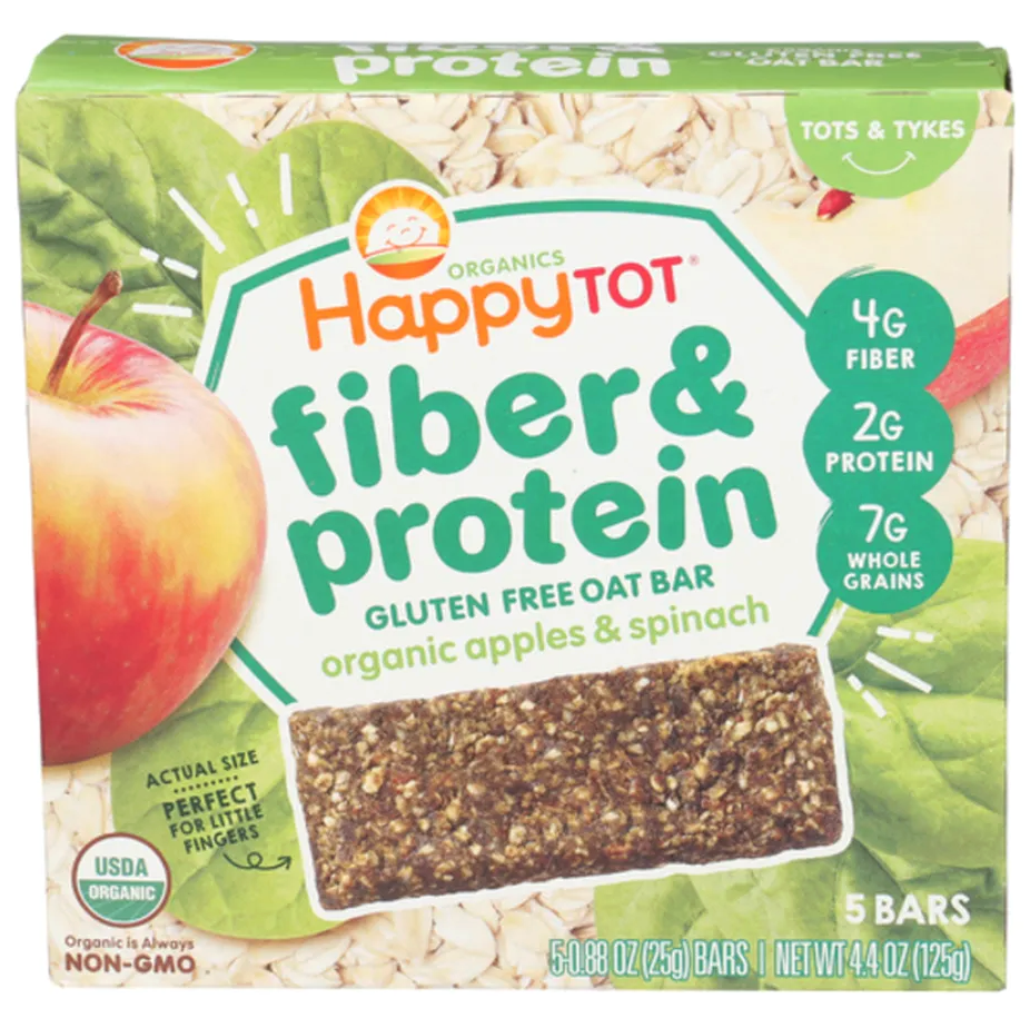 Happy Tot Organics Bestie Bars Soft-Baked Oat Bars, Organic Toddler Snacks with Protein and Gut-Friendly Fiber, Apple & Oats, 5 Count  - expires Nov 05 2026