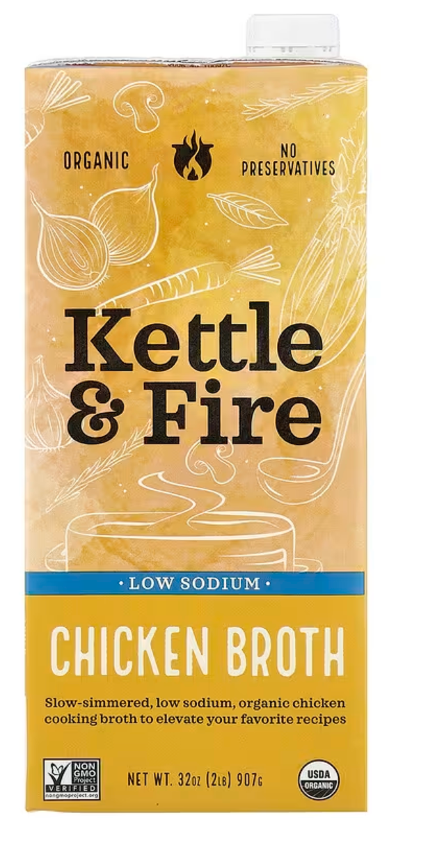 Kettle & Fire, Chicken Broth, Low Sodium, 32 oz (907 g)