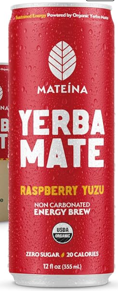 Mateina Yerba Mate Energy Drink, Raspberry Yuzu, 12 fl oz