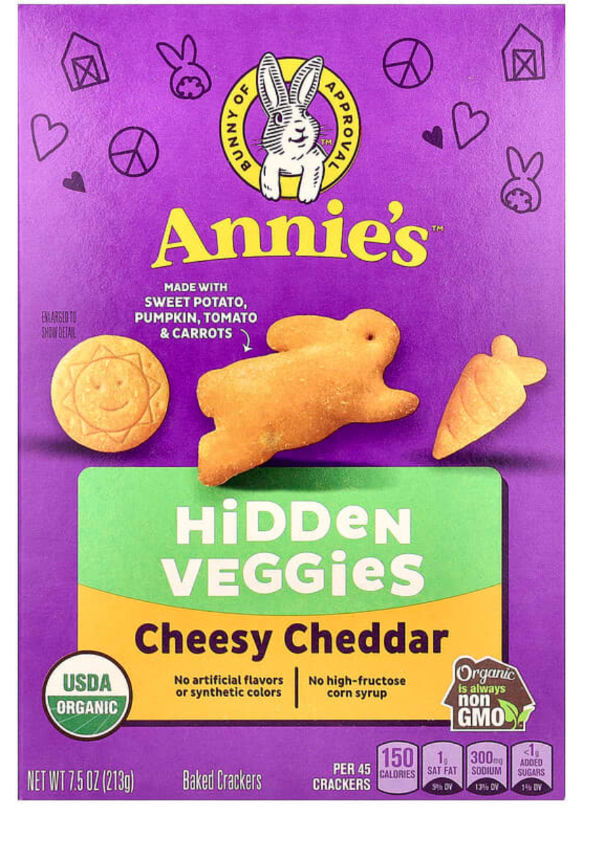 Annie's Homegrown, Cheesy Cheddar Baked Crackers, Hidden Veggies , 7.5 oz (213 g)