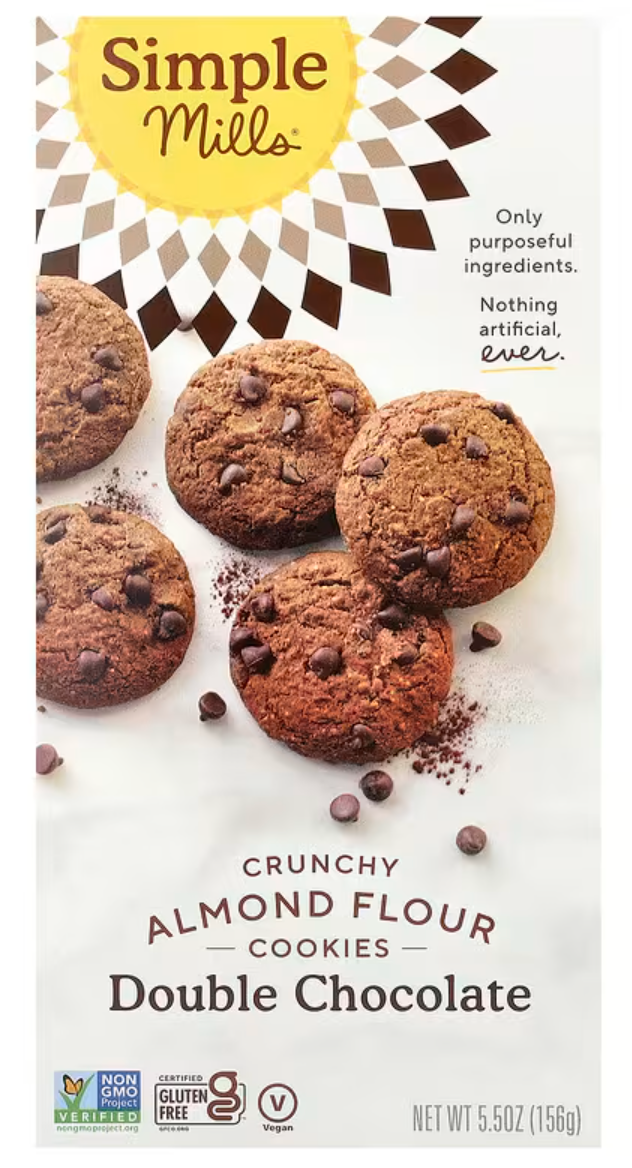 Simple Mills, Crunchy Almond Flour Cookies, Double Chocolate, 5.5 oz (156 g) - expired 07/12/2026